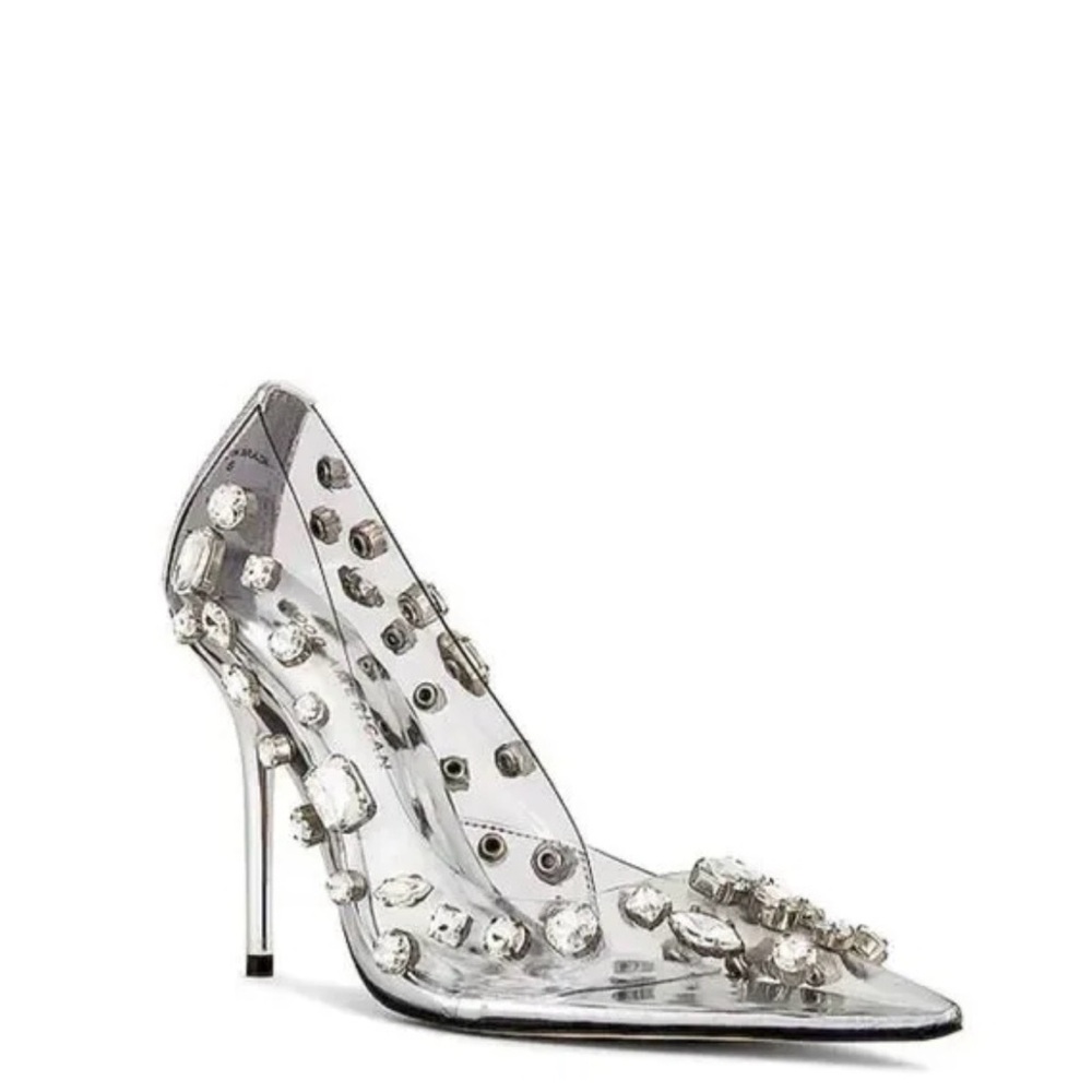 Good American NEW Clear Pointed-Toe Crystal Embellished Pumps Diamonds Forever